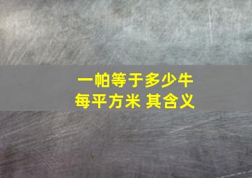 一帕等于多少牛每平方米 其含义